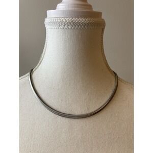 Silver Tone Snake Chain Collar Necklace Classic Everyday Wear